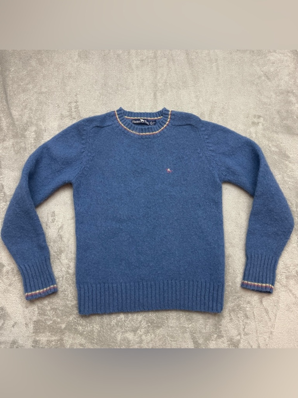 Vintage Hunters Run Women's Pullover Sweater Wool Blue Size L Pony